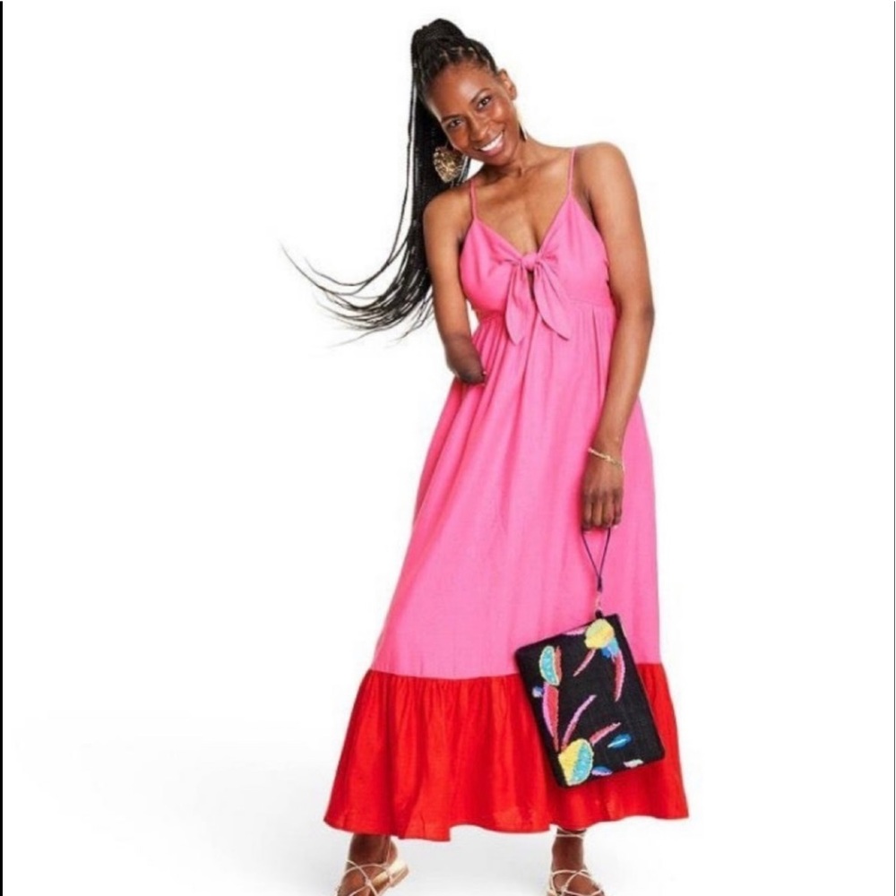 Tabitha brown x target  sleeveless tie front midi dress 1X